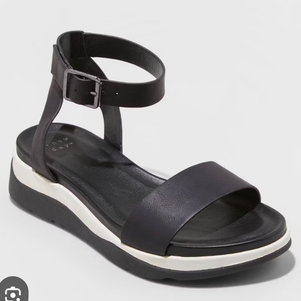 a new day Black Strap Sandals